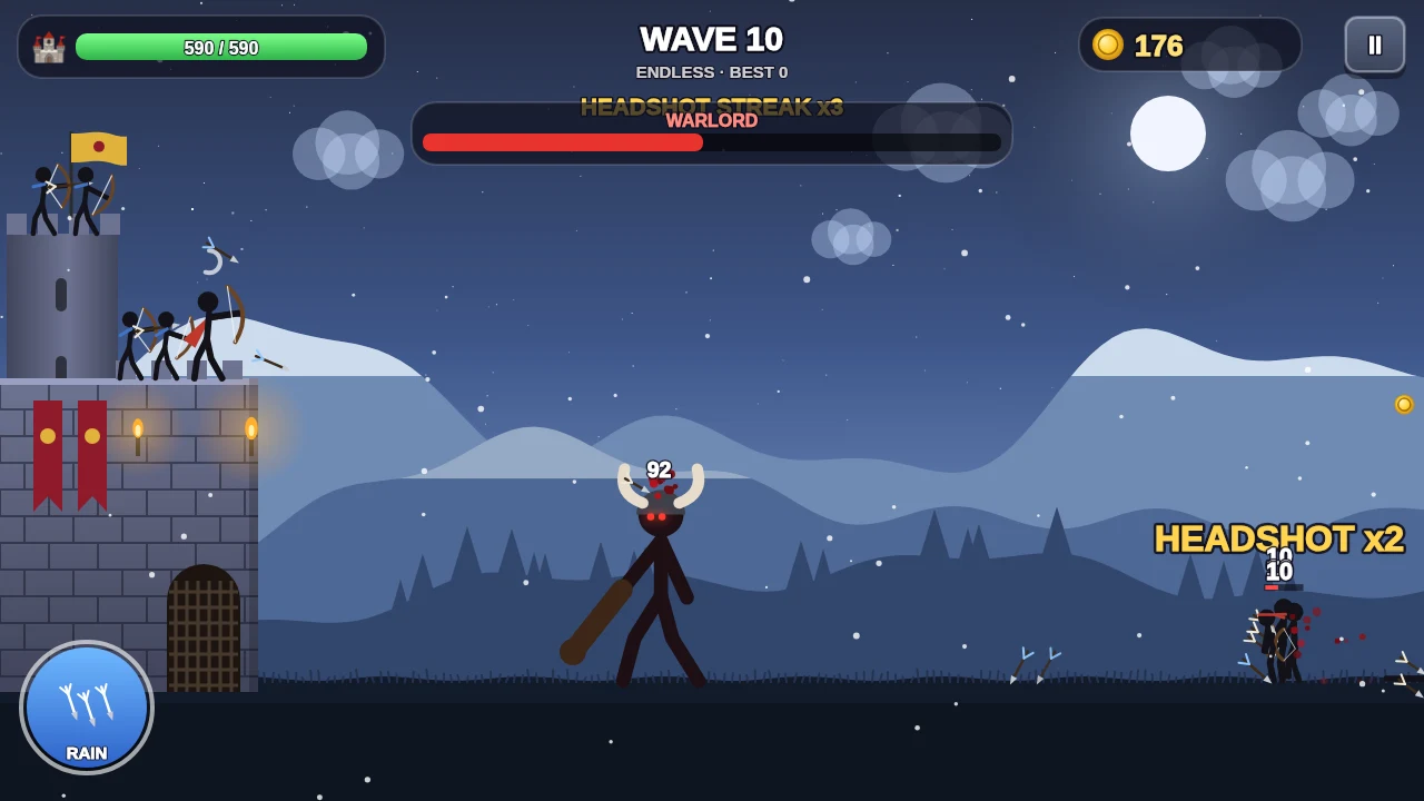 Boss fight against the giant Warlord in the snowy Frost Peaks world